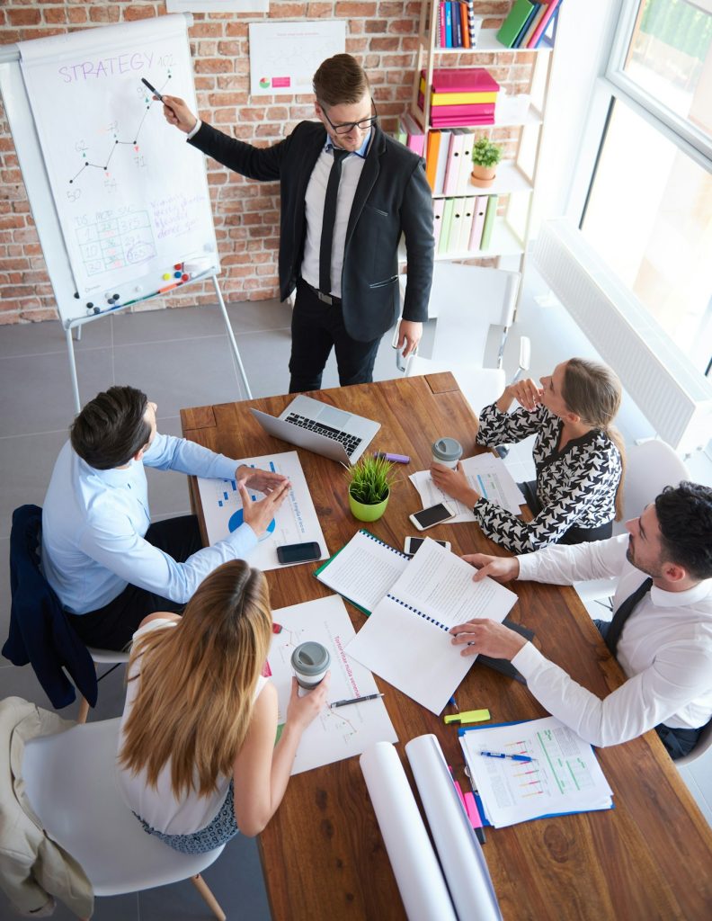 High angle view on business meeting